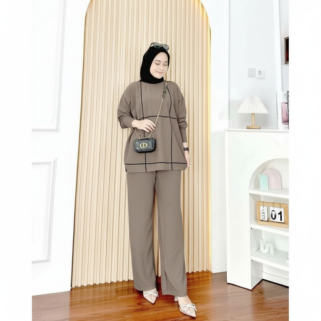 Setelan Wanita Fashion Muslimah Malaysia Terbaru Viral 2026 Seyelan Kekinian Jumbo Stelan Rumahan Pe