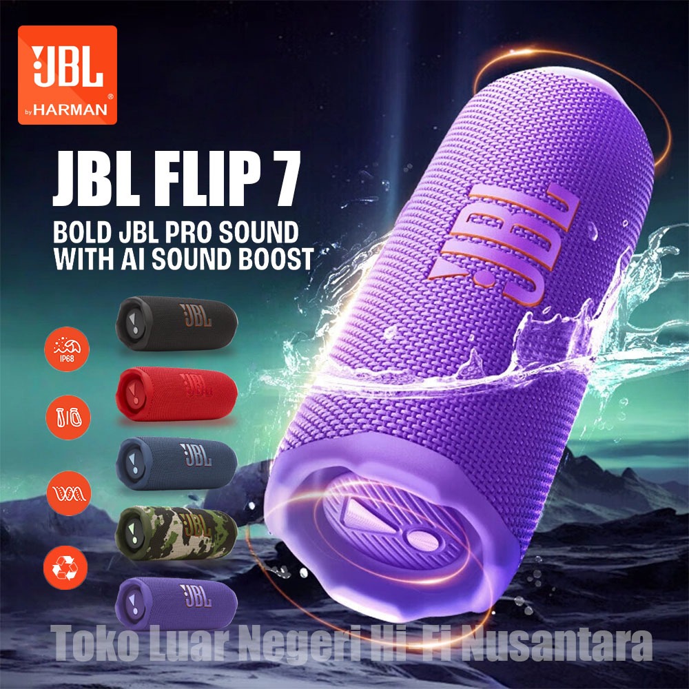 JBL Flip 7 Original 100% Bluetooth Speaker IP68 Waterproof drop-proof speaker with bold JBL ProSound