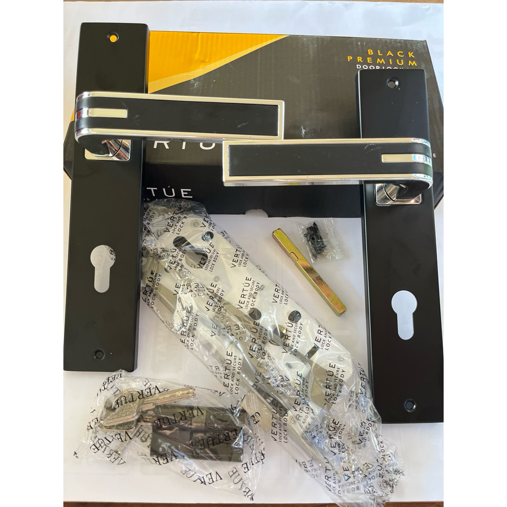 Kunci Pintu Hitam Besar/Handle Pintu Besar/Kunci Pintu Minimalis