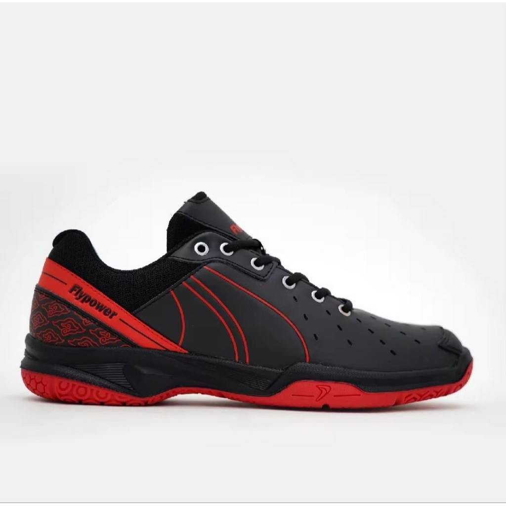 Sepatu Badminton Flypower Plaosan 09 Hitam Merah desain yang bagus Cocok untuk pemula dan profesiona