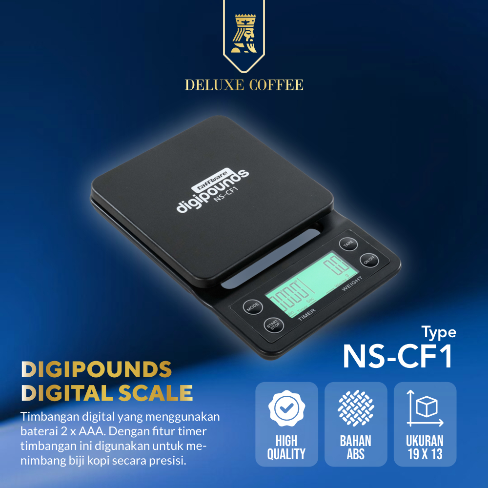 Taffware Digipounds Digital Scale Coffee Timbangan Kopi Digital Timer