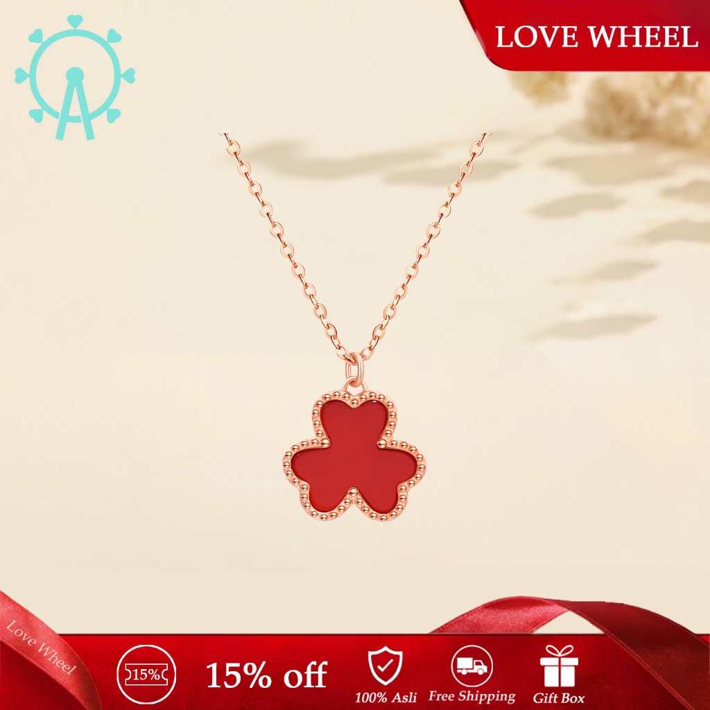 LOVE WHEEL Kalung Wanita - Kalung "Keberuntungan Kecil" dengan Carnelian, Perak 925 & Emas 14K, Hadi