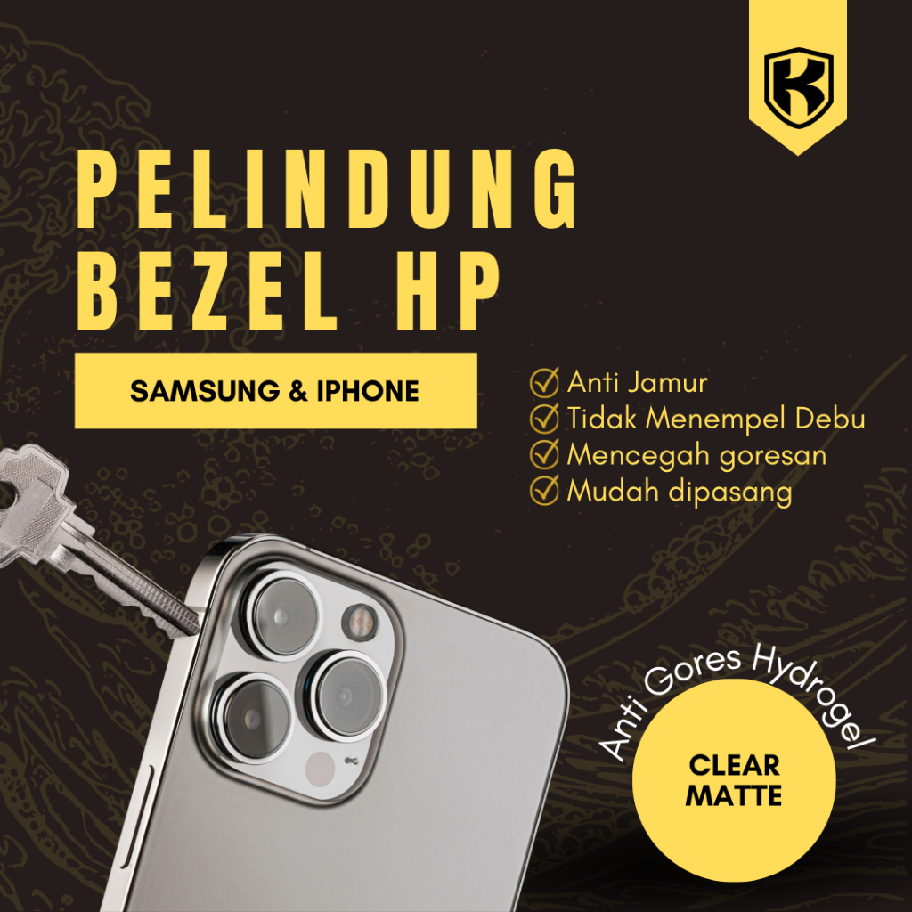Pelindung Bezel Samping HP Hydrogel - Anti Jamur - Khusus Iphone & Samsung - Catat Tipe HP