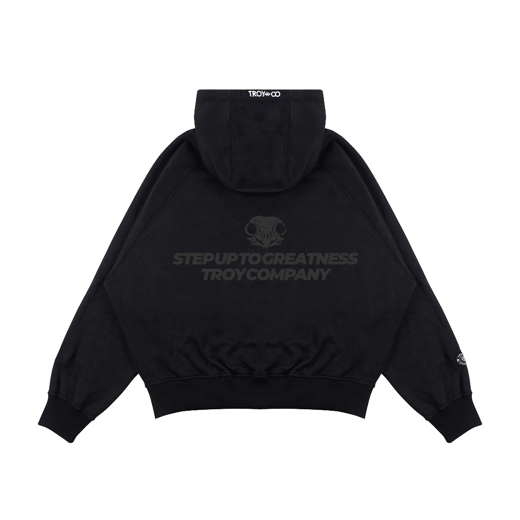 Troy Company Hoodie Boxy Double Slider Zip Black Greatness - Hoodie Zipper Hitam ZDSH 3379