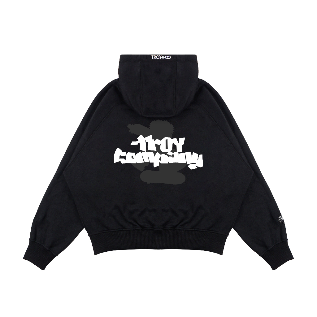 Troy Company Hoodie Boxy Double Slider Zip Black Skatehoulette - Hoodie Zipper Hitam ZDSH 3380