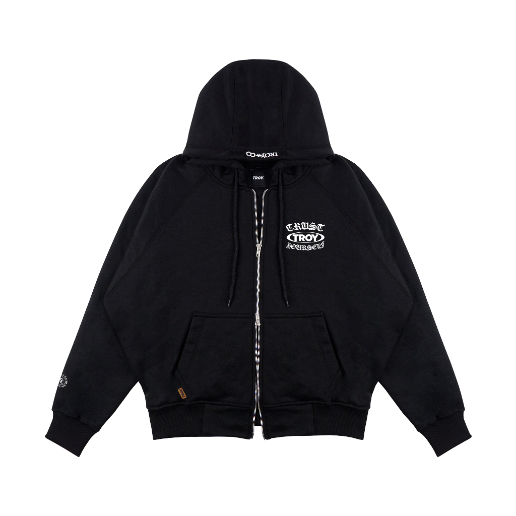 Troy Company Hoodie Boxy Double Slider Zip Black Trust You - Hoodie Zipper Hitam ZDSH 3381