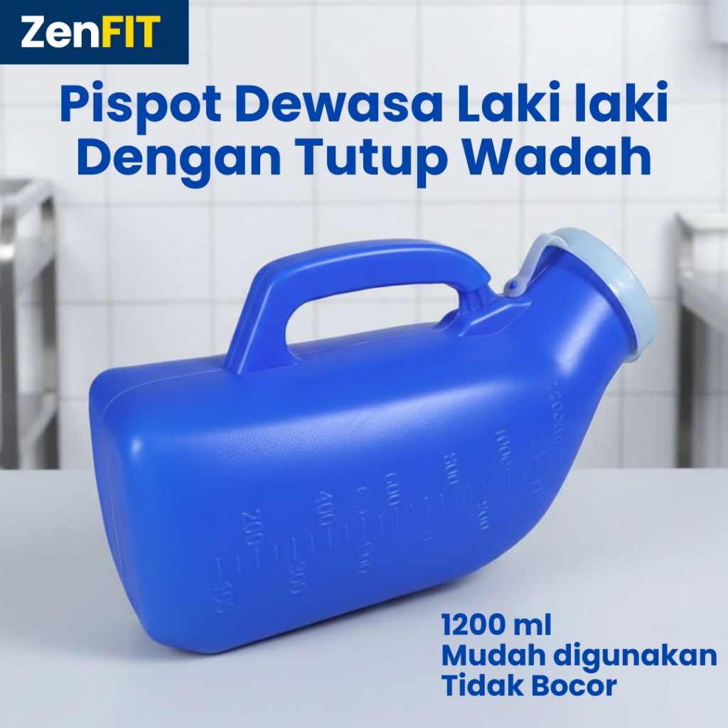 Pispot Dewasa Laki laki Dengan Tutup Wadah 1.2 Liter Plastik Urinal Pispot Laki-Laki Tempat Kencing 