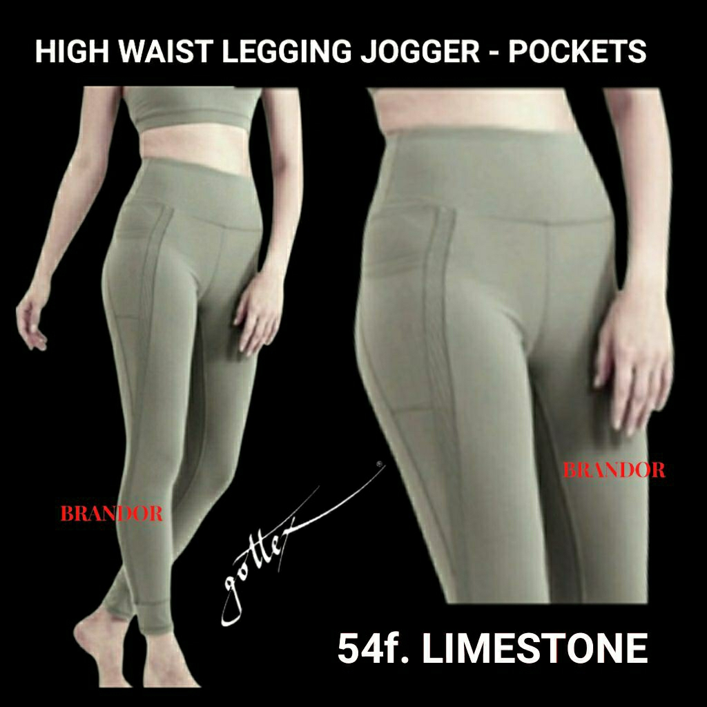 Brandor - HIGH WAIST JOGGER LEGGING - 2 SIDE POCKET - Gottex ( gtlg54 ) Gym Yoga Fitness Running gtl
