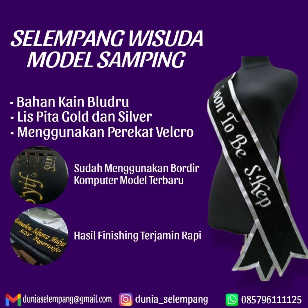 Selempang Wisuda | Selempang Wisuda Bordir | Selempang Bordir | Selempang Bludru | Kain Bludru
