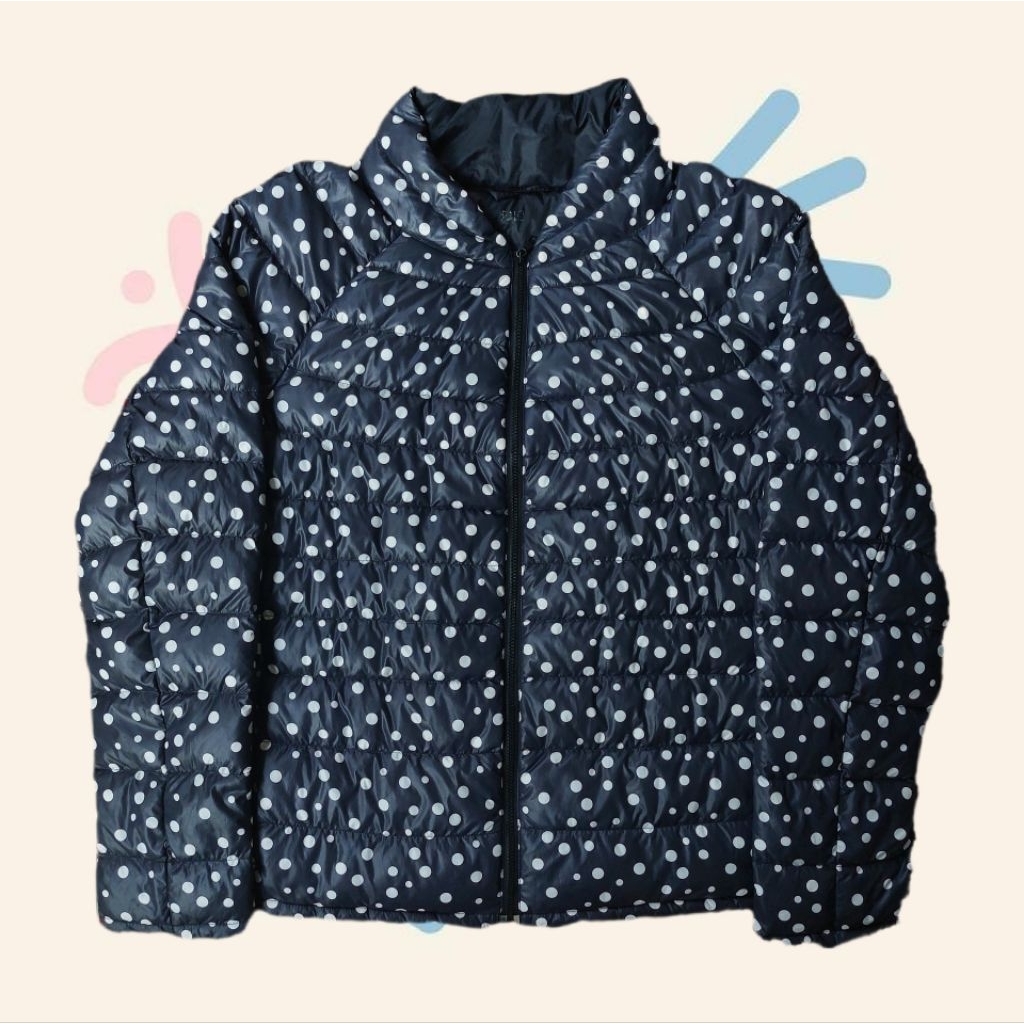 UNIQLO Ultra Light Down Jacket Polkadot Women Size XL 100% Original