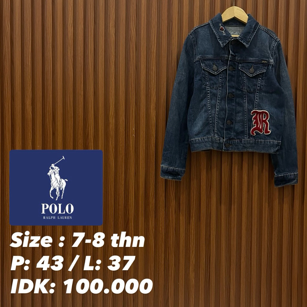 jaket jeans polo ralph lauren anak size 7-8 tahun