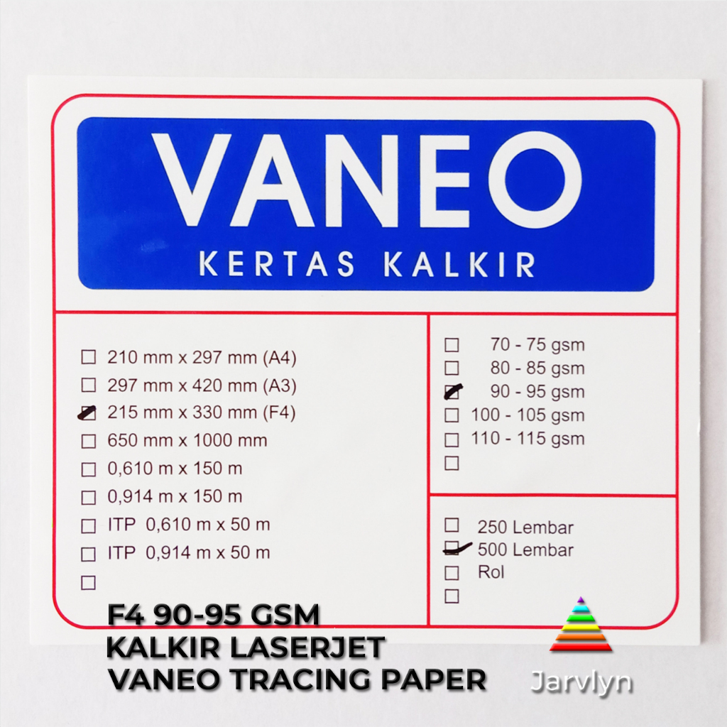 Vaneo Kertas Kalkir F4 Folio 90/95 gsm Tracing Paper