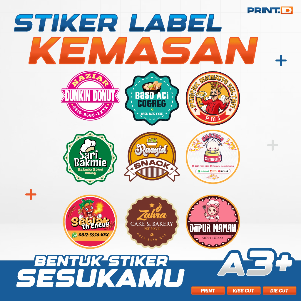 Stiker Label Kemasan Cutting Pola / Stiker Logo Makanan / Stiker Logo Minuman / Stiker Logo Custom