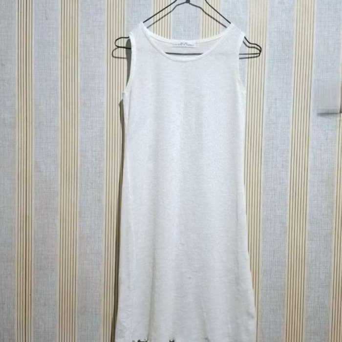 NET* MIDI DRESS WANITA TANPA LENGAN PUTIH POLOS