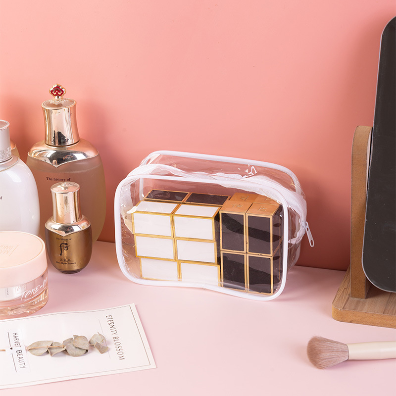 Tas Kosmetik Transparan  - Pouch Makeup Travel Organizer Anti Air & Tumpah Waterproof Tempat Alat Ke