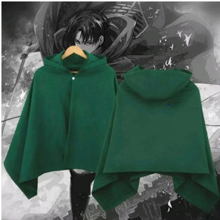 jubah cosplay anime Attack Eren Yeager Polos Hitam dan hijau