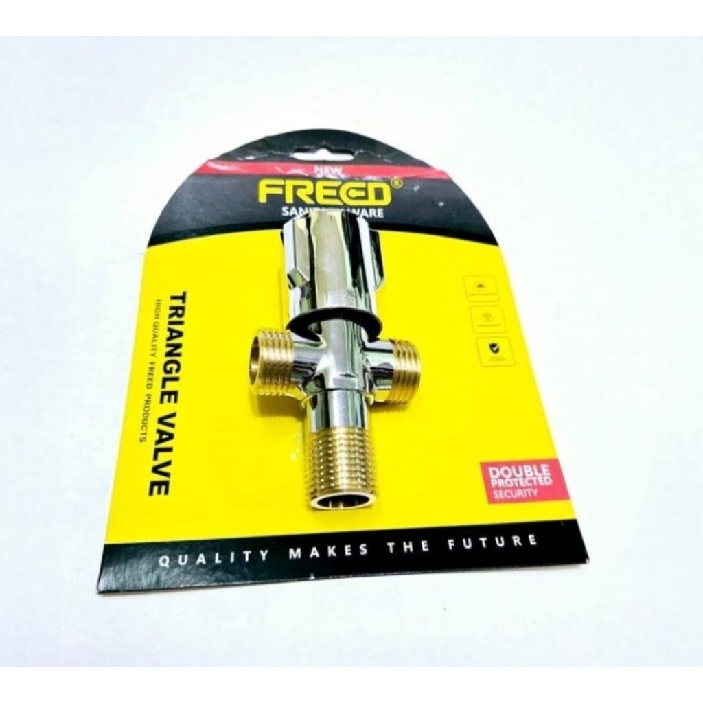 Stop Kran Shower Double 1/2" inch Drat Kuningan FREED / Stop Kran Double T 1/2" inch Drat Kuningan F