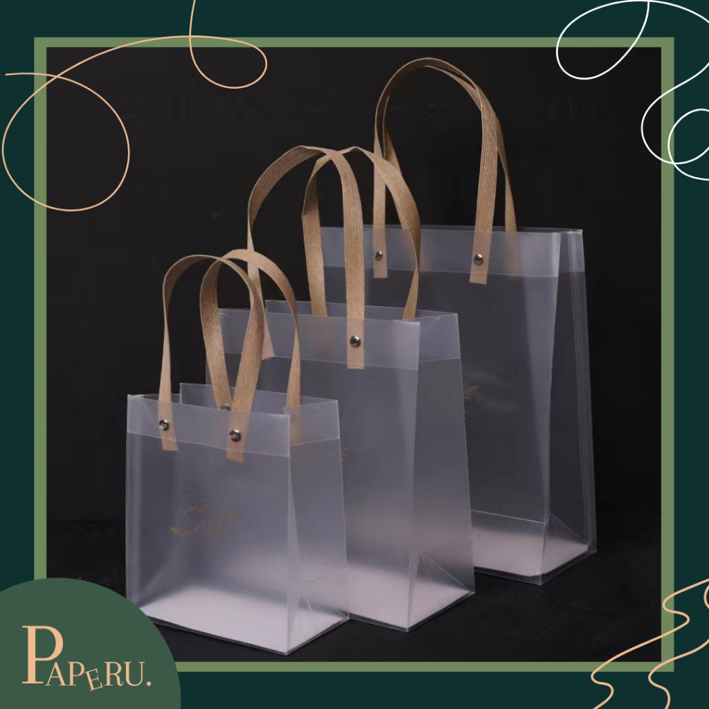 [PAPERU] Doff PVC Handheld Goodie Bag Tas Souvenir Hadiah Tas Transparan Plastik Imlek Natal