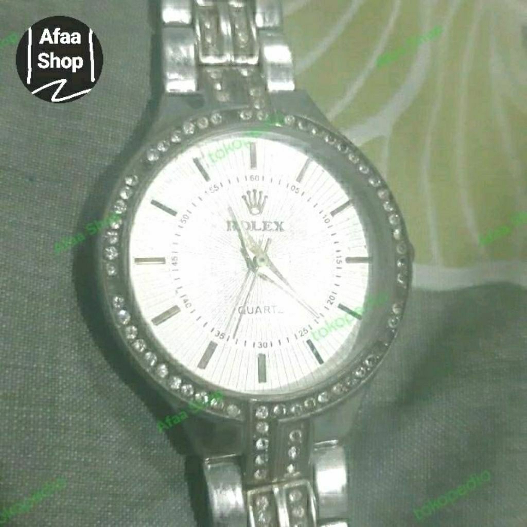Jam tangan wanita rolex quartz analog preloved stainless steel back water resistance