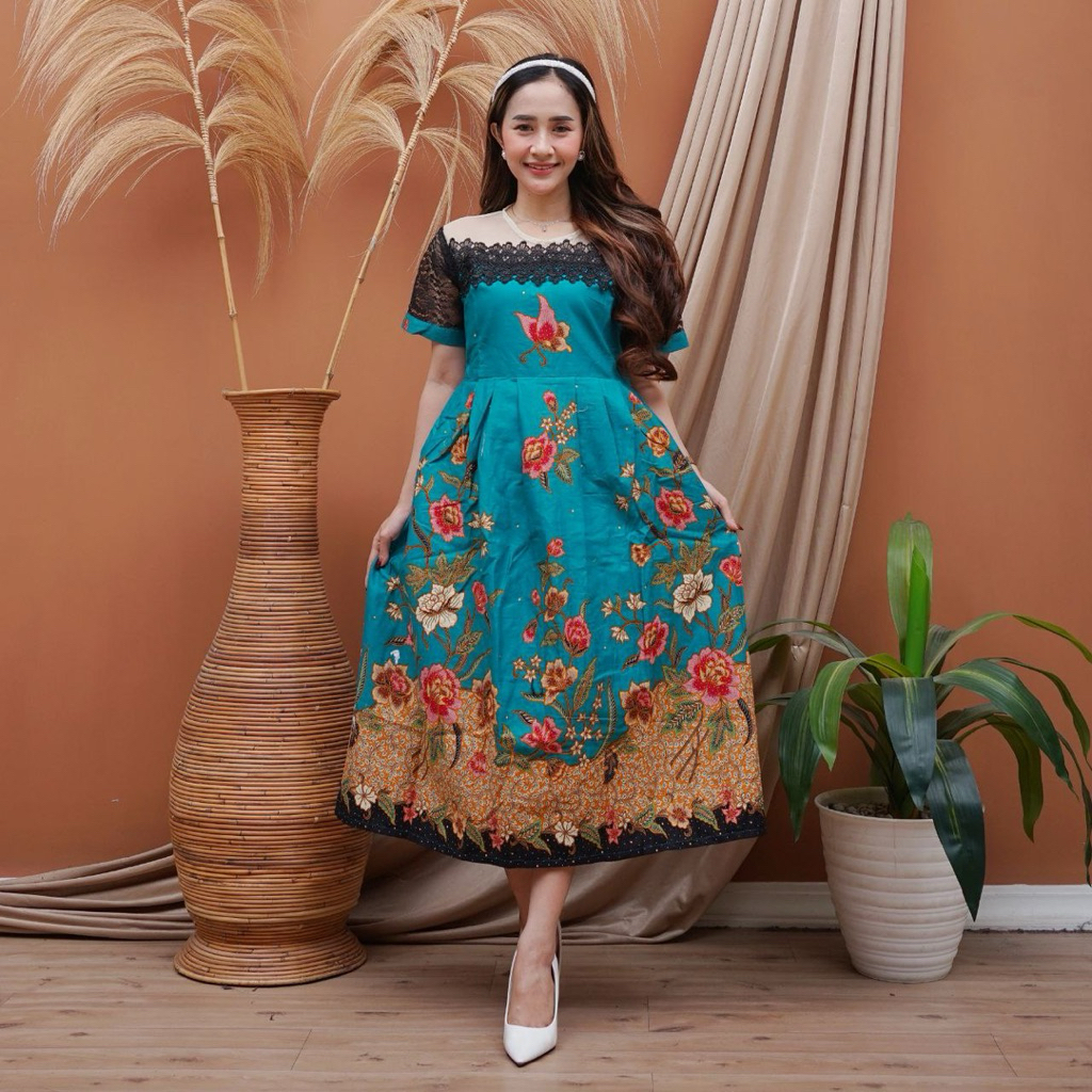 Couple batik unggul jaya dres natal- dres batik pesta-couple batik unggul jaya