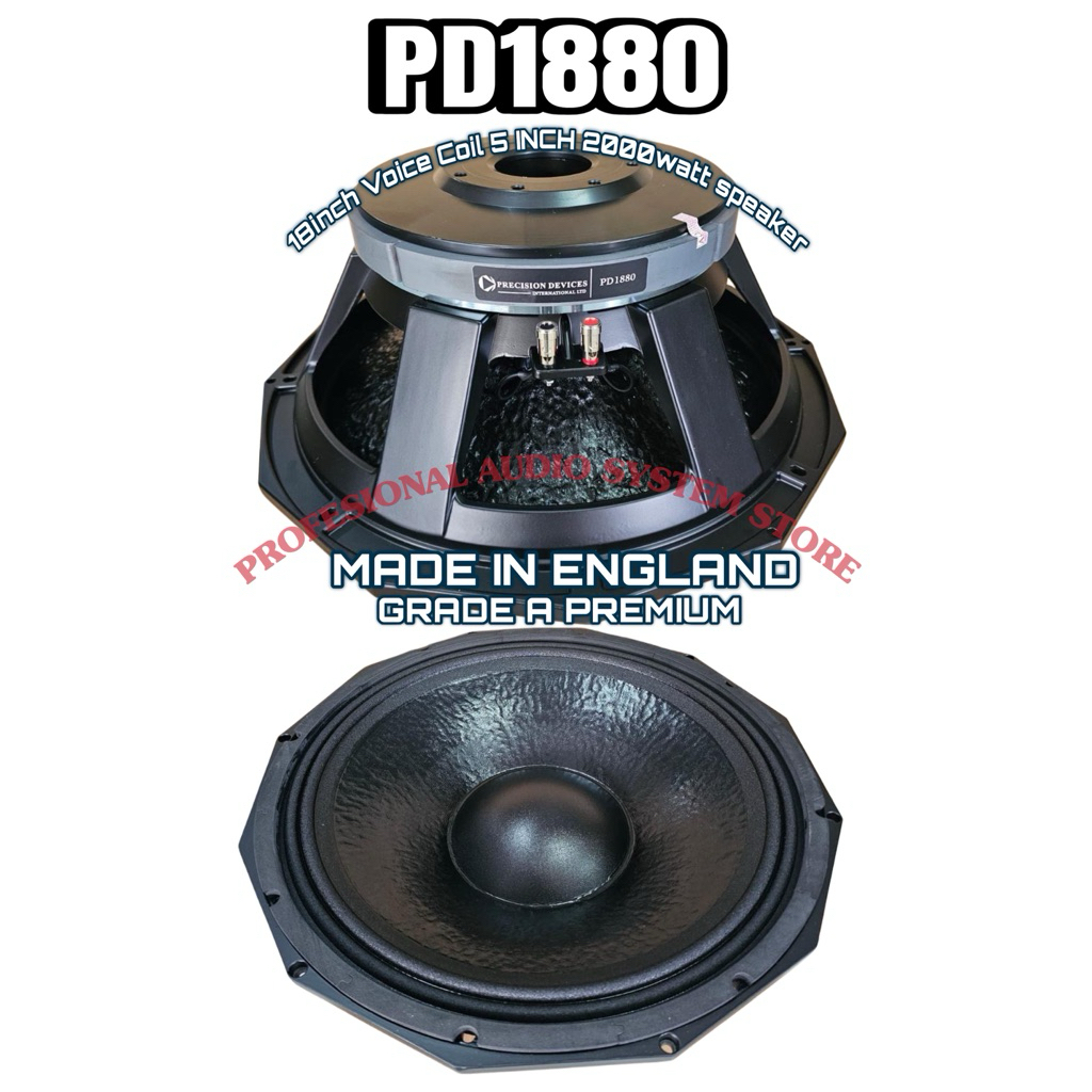 SPEAKER KOMPONEN 18INCH VOICE COIL 5INCH 2000WATT PD1880 PD 1880 MADE IN ENGLAND GRADE A PREMIUM SUP