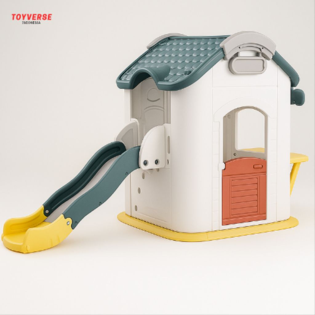 Playhouse Anak dengan Perosotan – Rumah Main Impor Premium | Toyverse Indonesia
