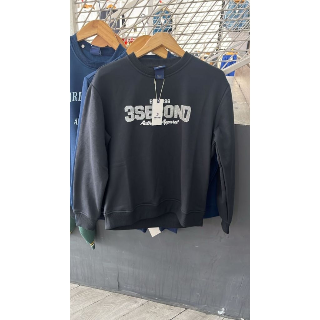 crewneck original 3second hitam sale