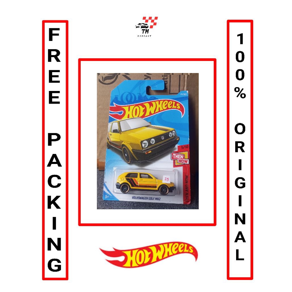 Hot Wheels Reguler - Volkswagen Golf MK2 Kuning (100% Original Mattel)