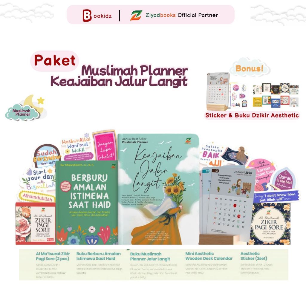 Paket Spesial Muslimah Planner 2026 - Keajaiban Jalur Langit - Muslimah Planner Bercerita Hardcover 