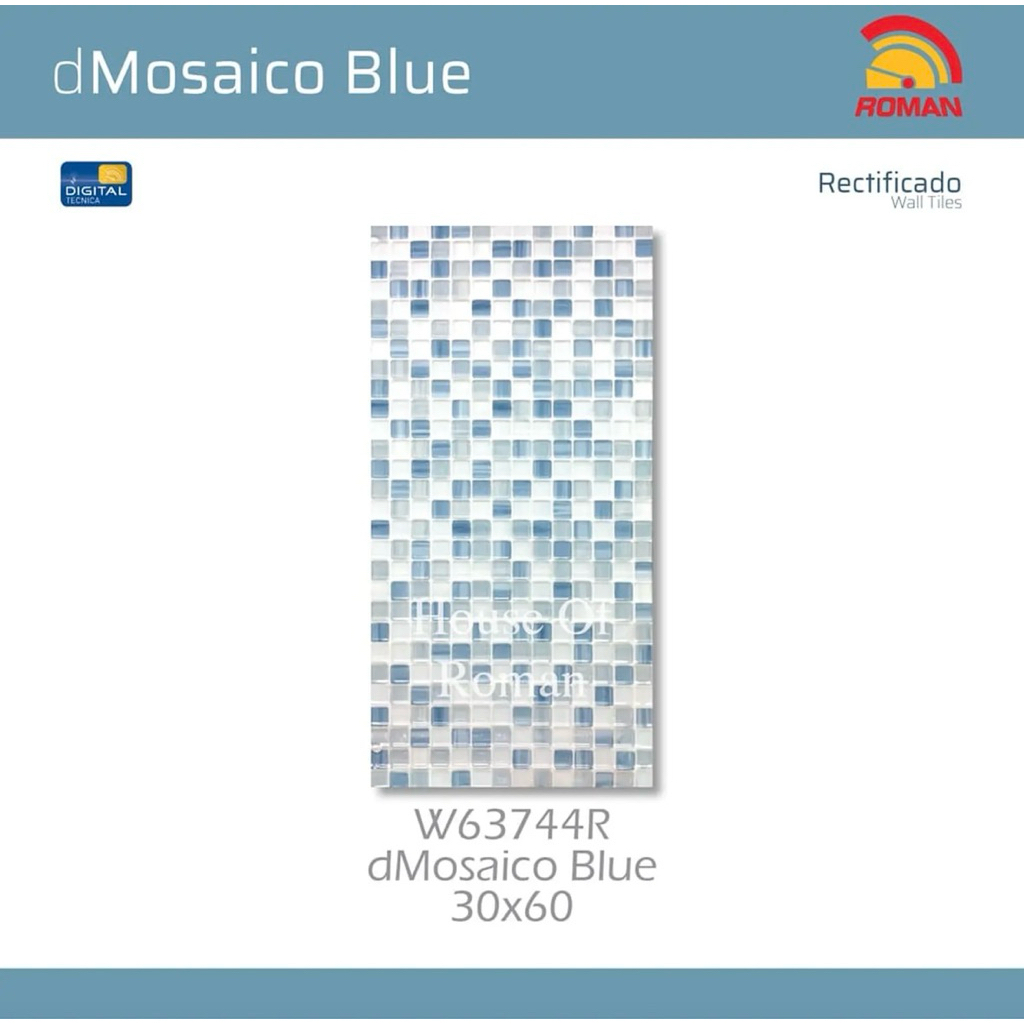 Keramik Roman dMosaico Blue/Keramik Dinding Dapur Biru 30x60/Keramik Mozaic Biru/Keramik Kamar Mandi