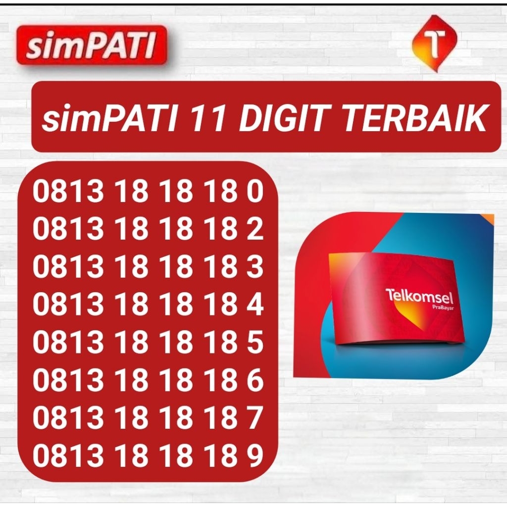 NOMOR CANTIK TELKOMSEL 11 DIGIT 0813 181818 x NOMOR CANTIK SIMPATI 11 DIGIT - KARTU PERDANA TELKOMSE