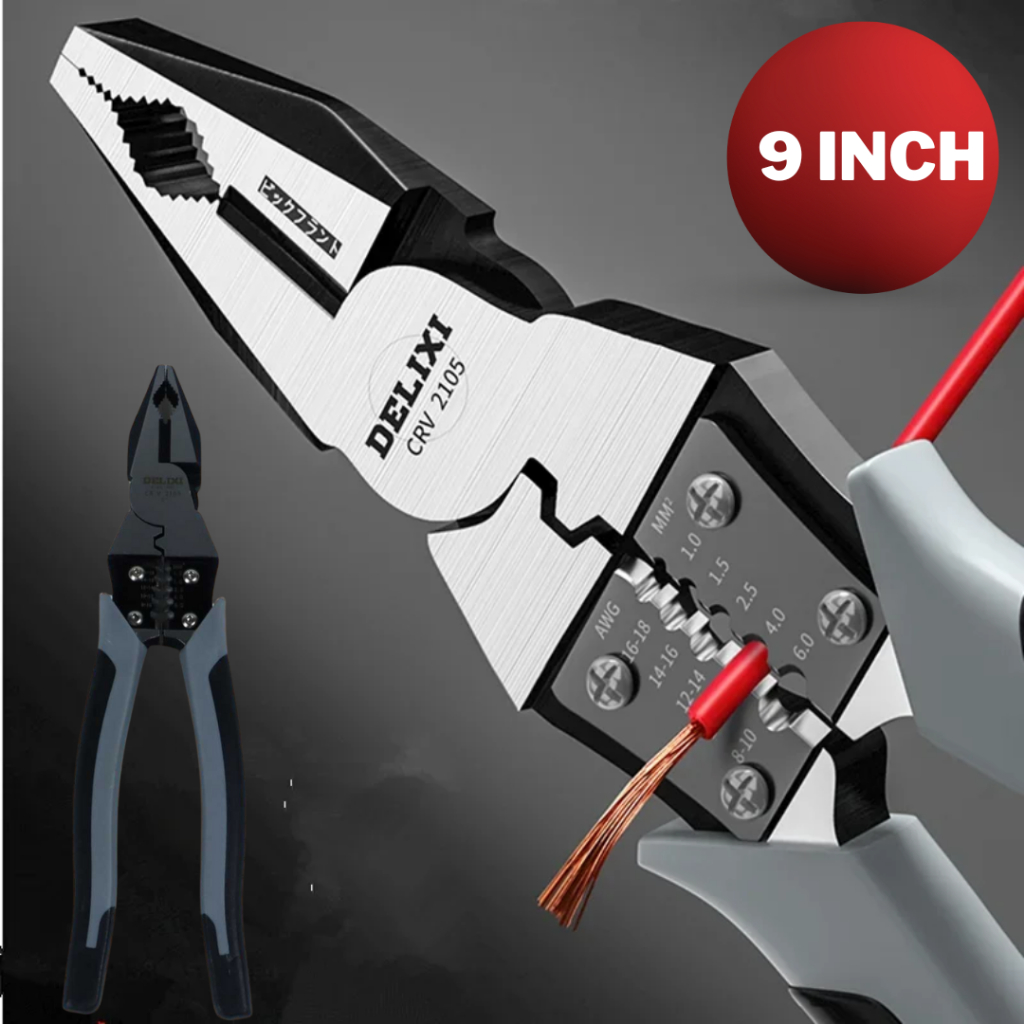 PROMO DELIXI Tang Potong Kawat Kabel 9 Inch Multifungsi / Tang Kombinasi