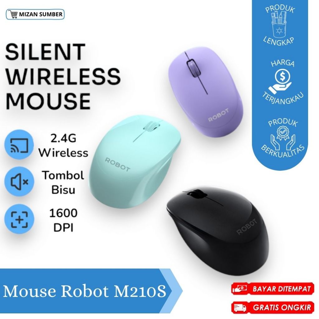 MOUSE ROBOT M210S / MOUSE WIRELESS ROBOT / MOUSE ROBOT / MOUSE WIRELESS SILENT | / COD / GRATIS ONGK