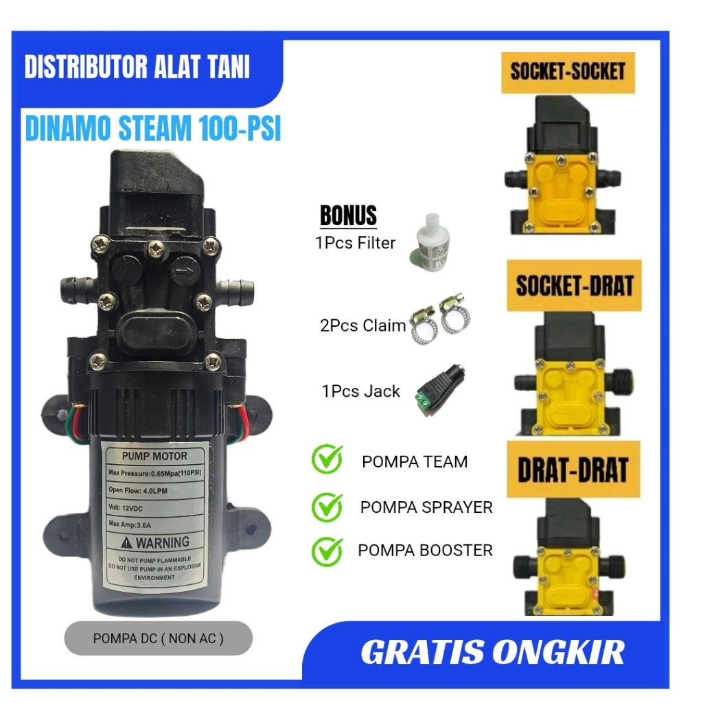 Dinamo Sprayer Elektrik 12v Dc 100psi Pompa Sprayer Steam Pump Assy