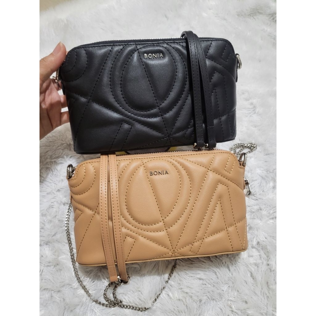 SALE tas bonia original sling bag rantai 2 zipper emboss