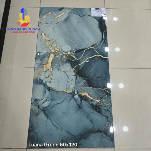 Granit Lantai60x120 high glosh corak marmer Luana green