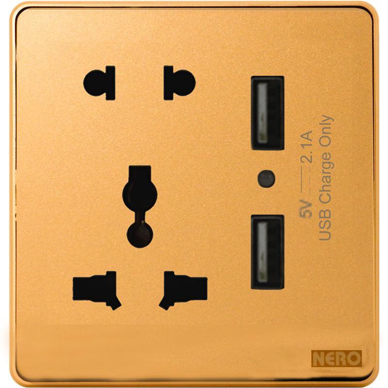 NERO STOP KONTAK + USB DECORA Q791-GOLD