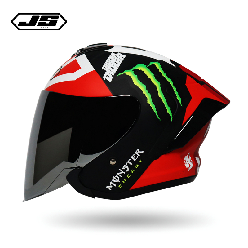 Helm JS Armor Ori Motif Monster Helm Half Face Cowok Keren Paket Ganteng sudah SNI helm carbon