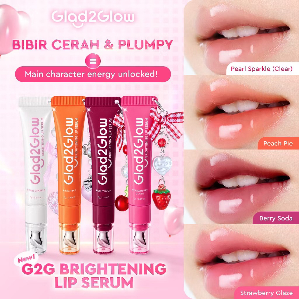 Glad2Glow BRIGHTENING LIP SERUM 7g  Mencerahkan Melembabkan dan menambahkan warna3in1  liptint lipst