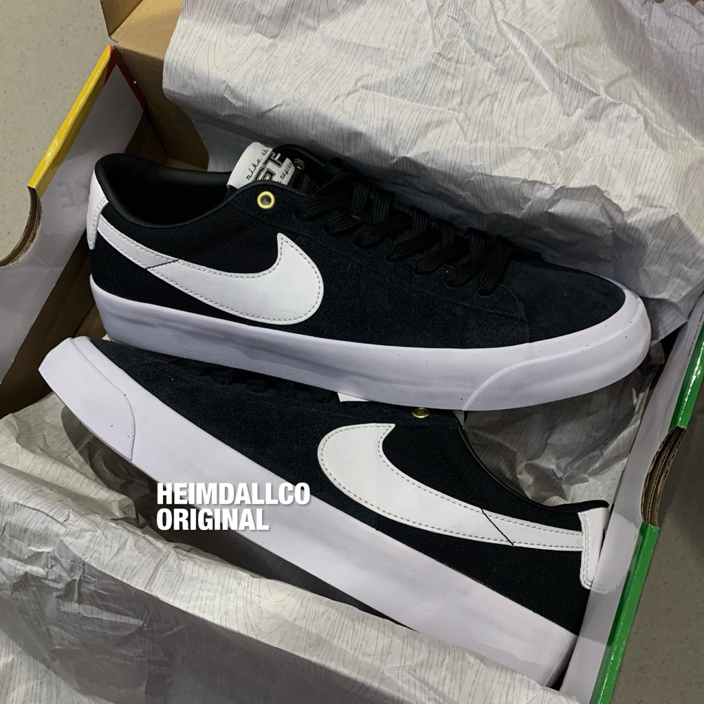 Nike SB Zoom Blazer Low Pro GT Skate Shoes Black White DC7695-002 Original Resmi