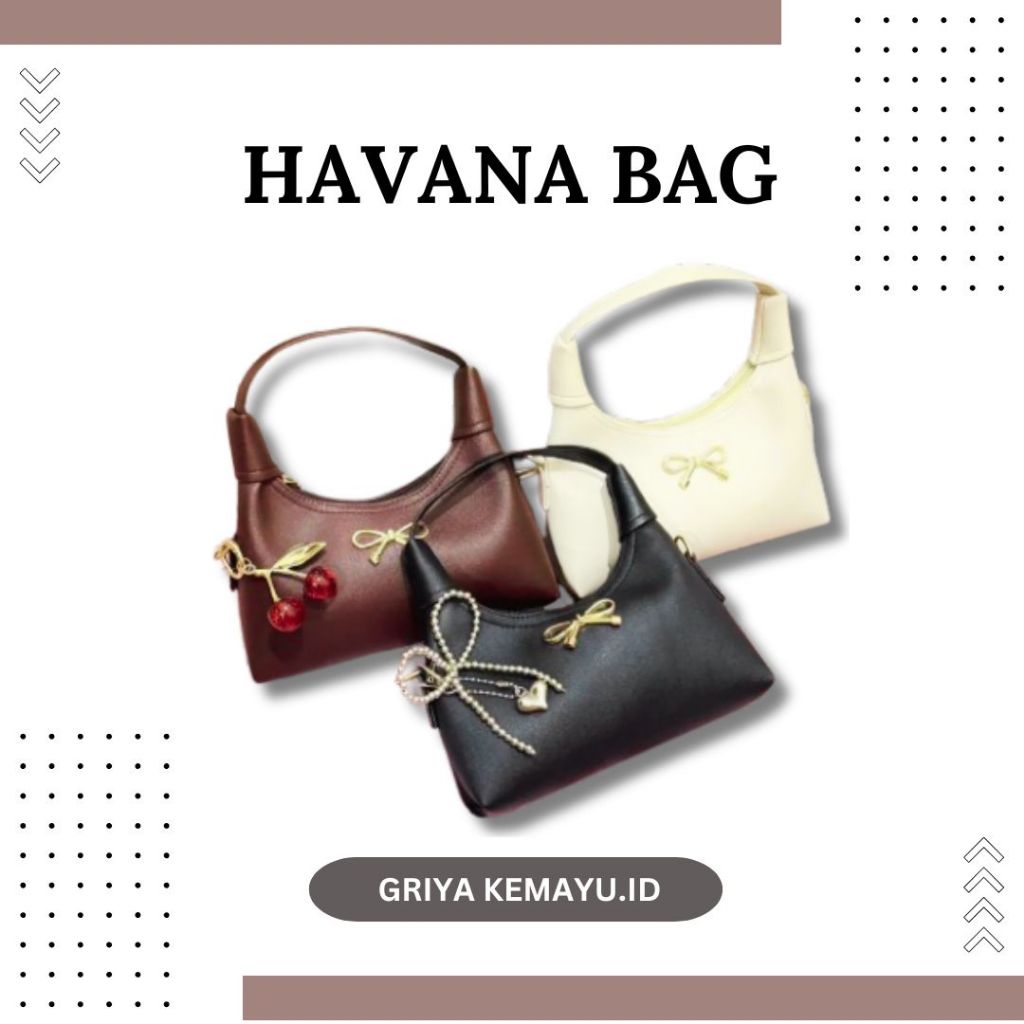 Tas Mini Wanita Havana Bag Selempang Tali Panjang Bahan Sintetis Tas Pita Lucu Murah