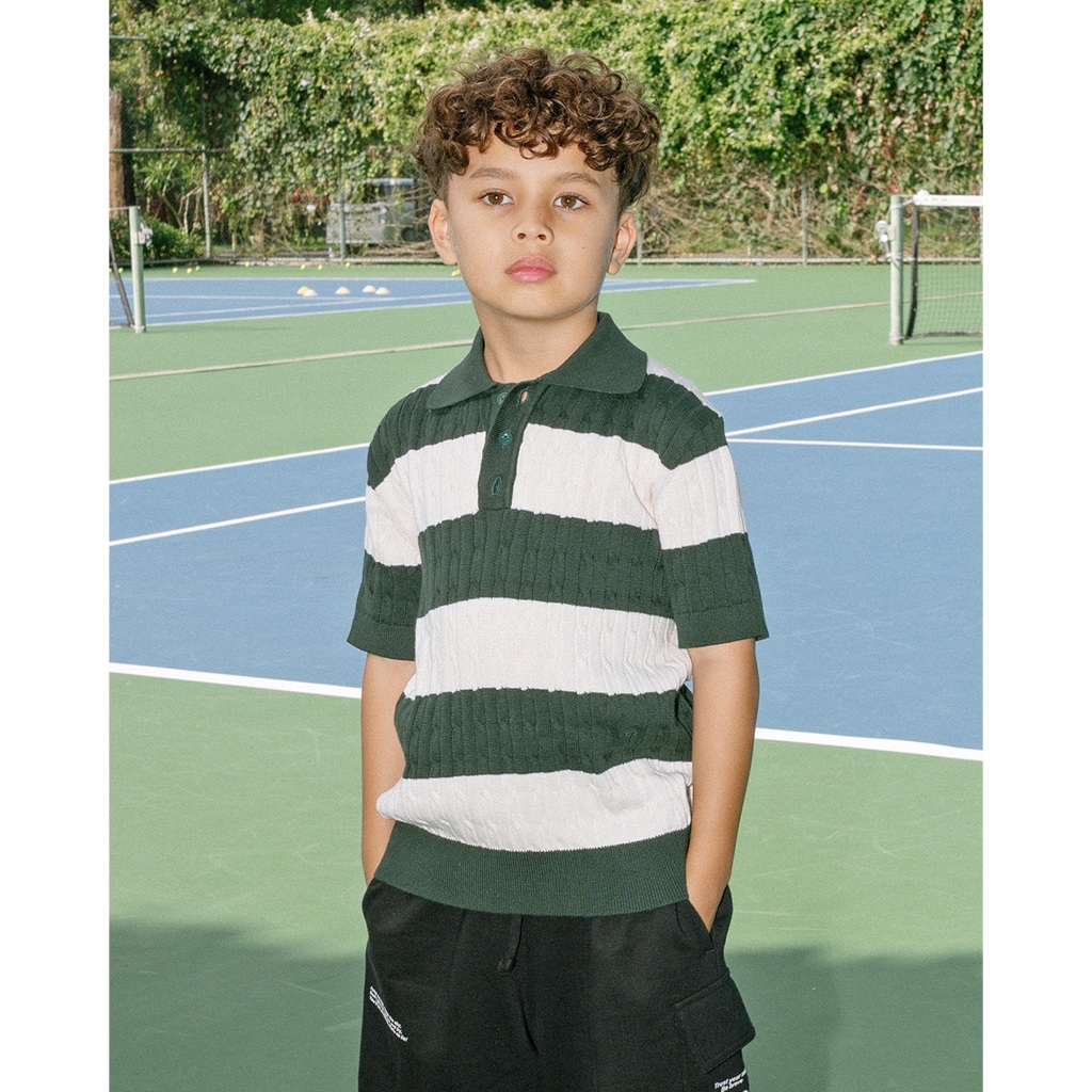 LEWIS EMMA - Stripes Knit Polo Shirt (6 Bulan-14 Tahun) Atasan Knit Anak & Bayi Laki-Laki Perempuan 