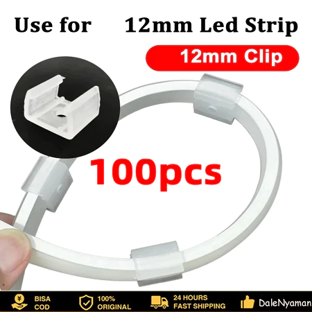 100PCS Dudukan Lampu Neon Klem Lampu Neon Braket Klem Neon Flexible Dudukan Neon Flex Led 12mm Klem