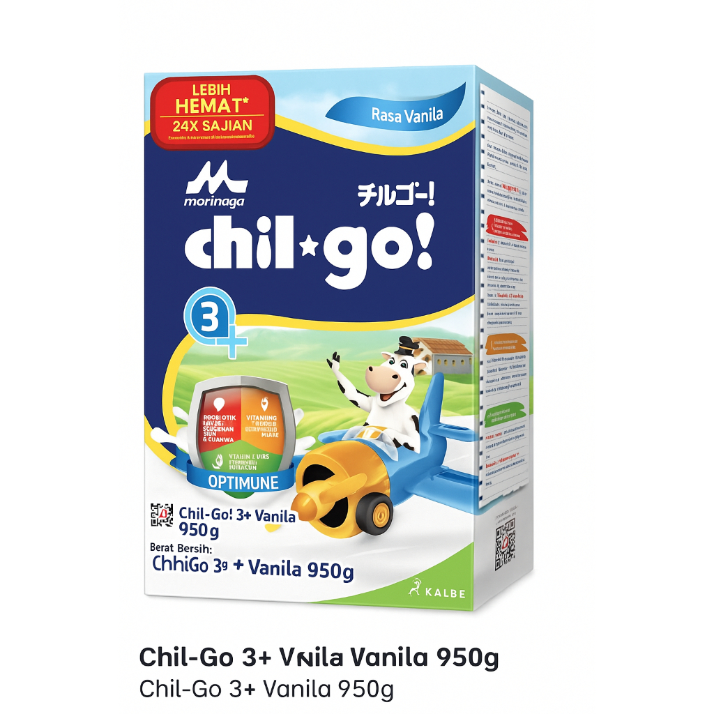 Morinaga Chil-Go 3+ Vanila 950g – Susu Pertumbuhan Anak 3 Tahun ke Atas Rasa Vanila | OPTIMUNE