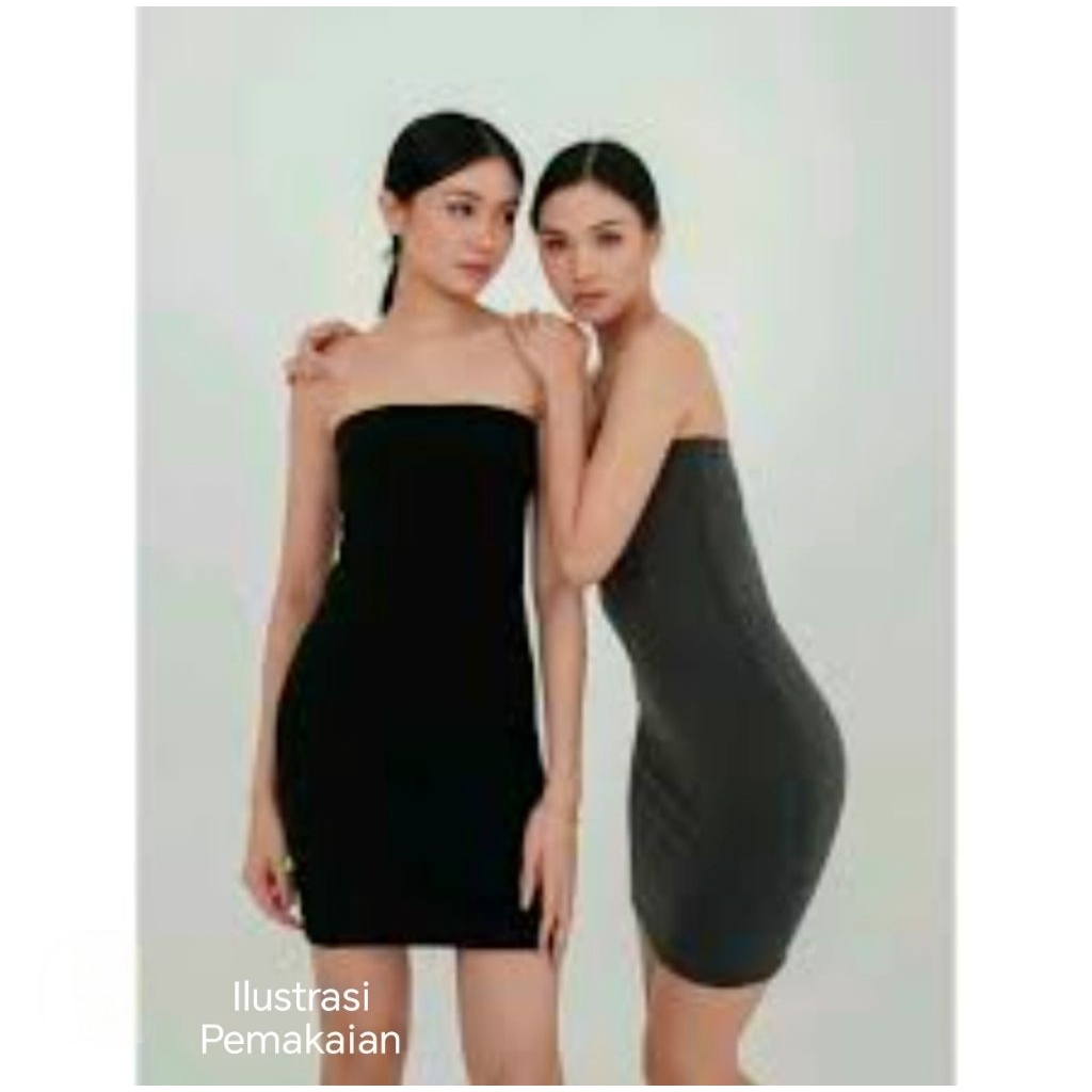 Dress Kemben Hitam Ribbed Strechy