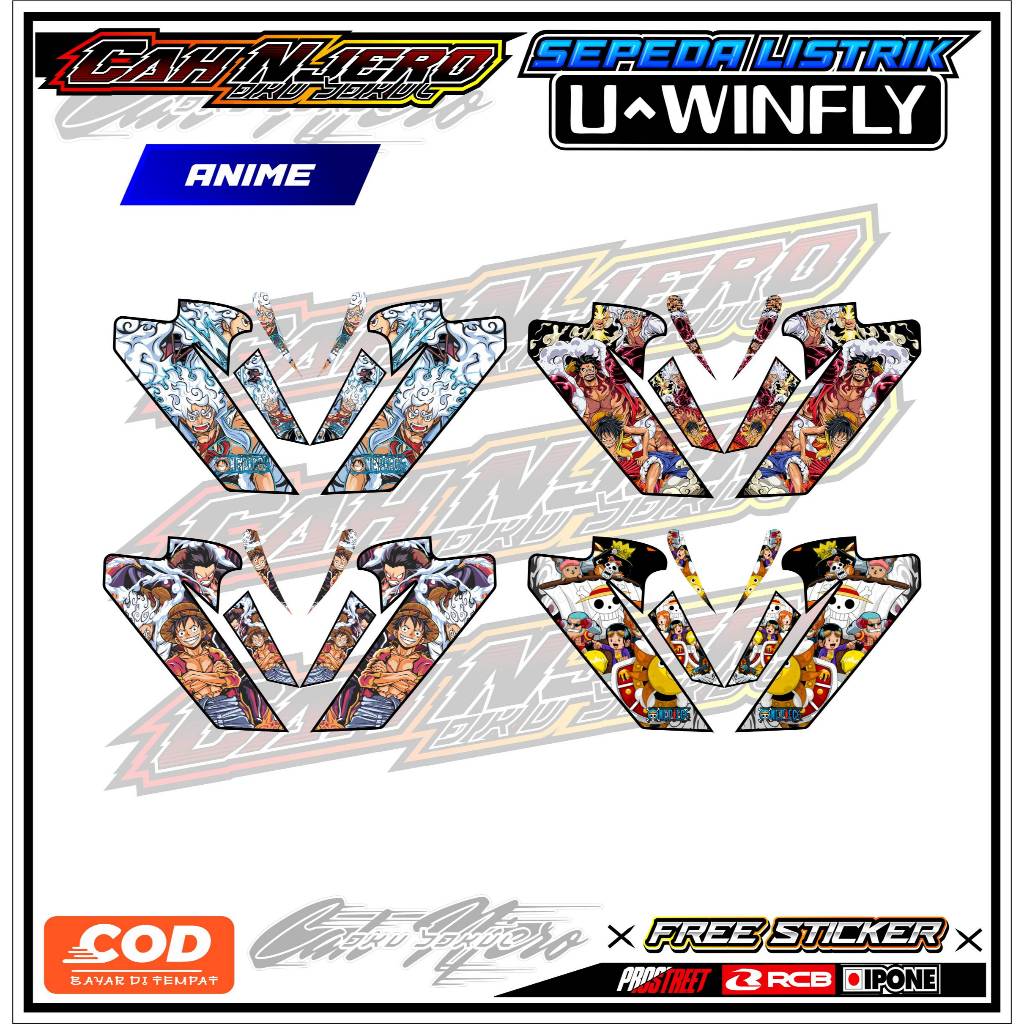 STRIPING VARIASI SEPEDA LISTRIK UWINFLY - ONE PIECE EDITION / STICKER LIST VARIASI SEPEDA LISTRIK UW