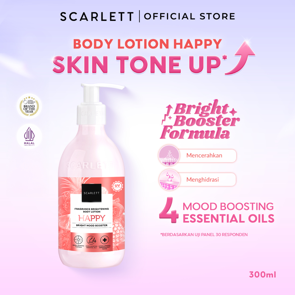 Scarlett Whitening New! Fragrance Brightening Body Lotion Bright Mood Booster Happy