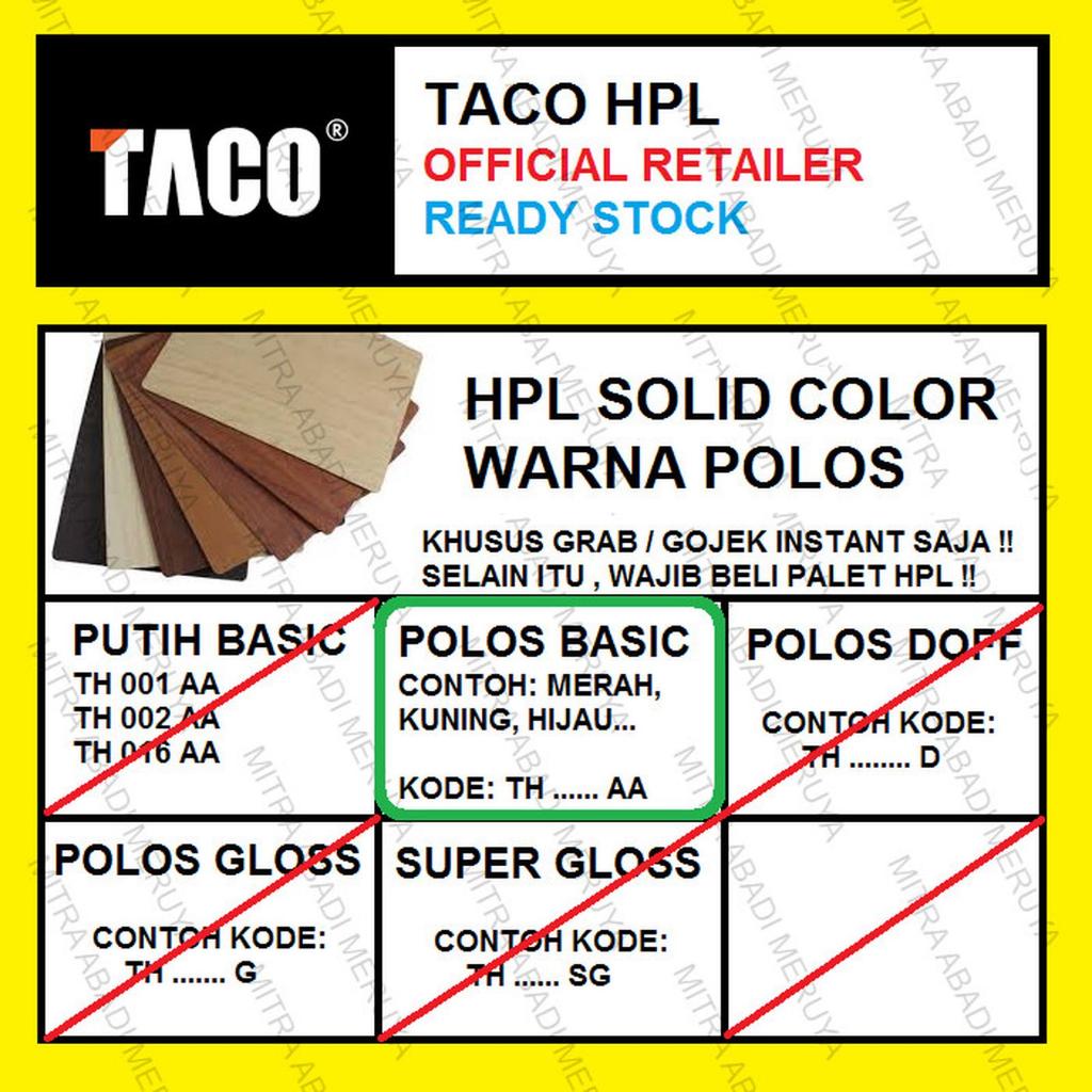 TACO HPL WARNA POLOS / SOLID COLOR KODE AA