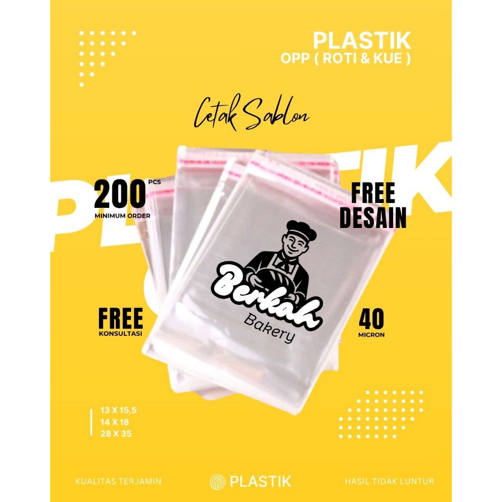 Sablon Plastik Opp Kue dan Roti