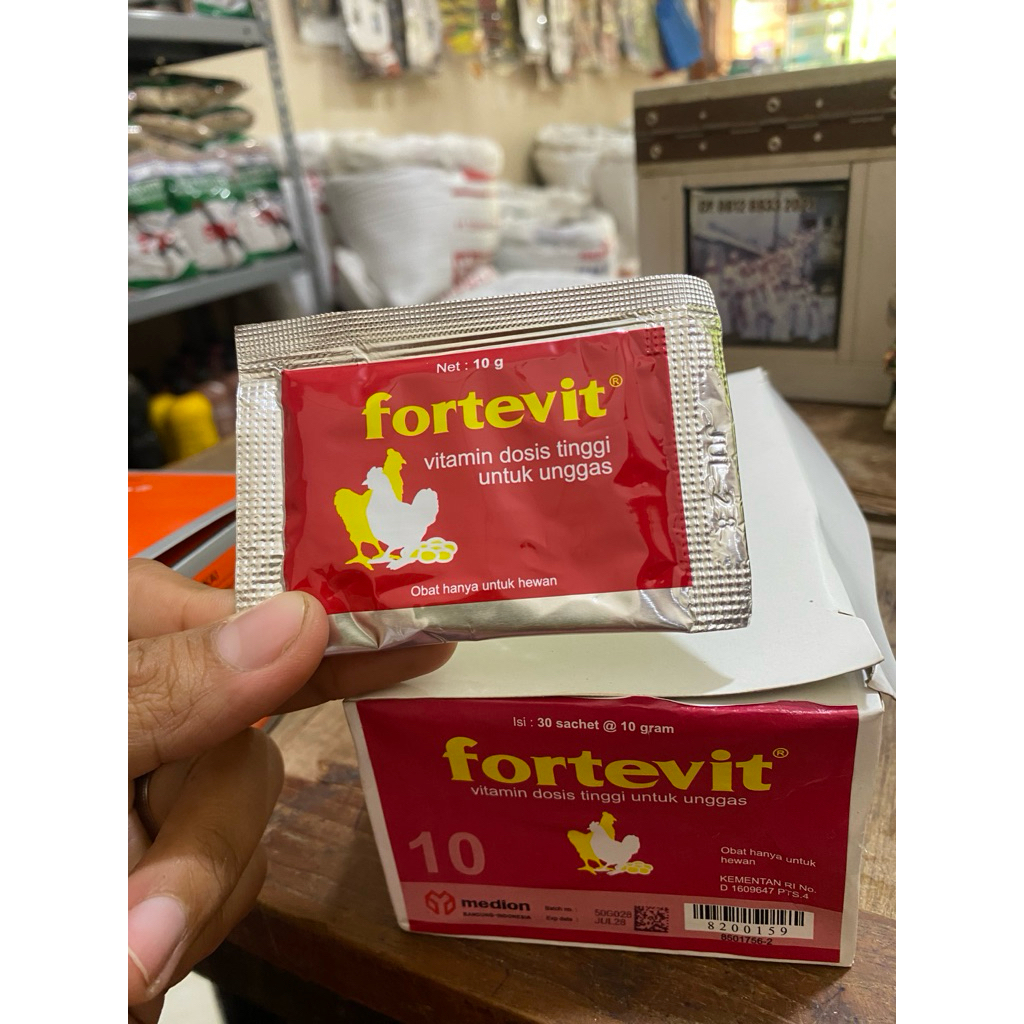 FORTEVIT 10 gr Vitamin Dosis Tinggu Untuk Unggas dapat meningkatkan produksi telur